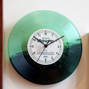 创意ins彩胶透明唱片钟表摆件简约现代家居样板房桌面软装工艺品