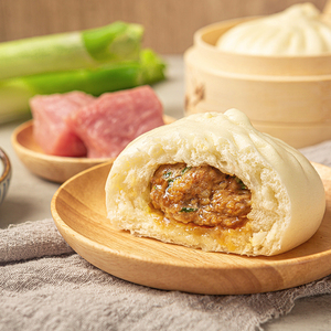 膳博士黑猪鲜肉大包子16个家庭速食食品肉包菜包早餐速冻早点面点