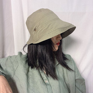 日系山本风工装复古渔夫帽 前长后短遮阳女士防晒适合圆脸的帽子