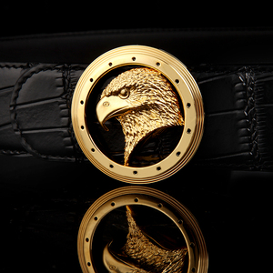 经典款威廉史蒂芬鹰头皮带不锈钢扣精品男款腰带鳄鱼纹牛皮003