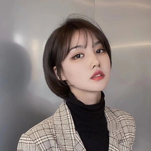 高俊熙同款假发女短发帅气圆脸蓬松酷中性短直发波波头自然全头套