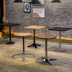 美式复古工业风咖啡厅铁艺实木桌子北欧餐厅餐桌酒吧方桌洽谈圆桌