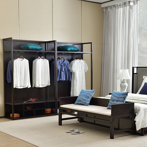 苏睿新中式衣柜全实木禅意卧室开放式衣柜白蜡木简约民宿酒店定制