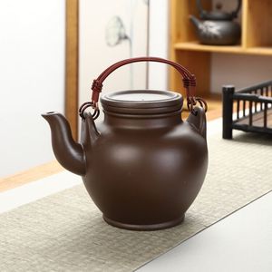 宜兴紫砂壶大容量带过滤内胆复古茶具提梁壶泡茶壶茶杯茶碗特大号