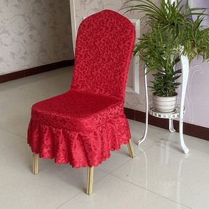 饭店连体椅子套商用凳子布艺婚礼宴会酒店专用木头椅套罩通用定制