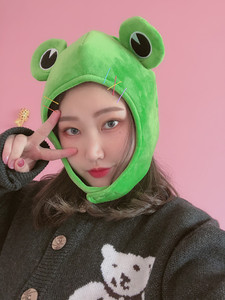 可爱卡通青蛙头套少女心拍照搞怪表情帽抖音网红同款ins自拍道具
