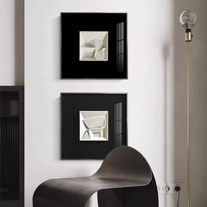 黑白抽象艺术挂画高级感客厅样板房间装饰画现代极简几何图形壁画
