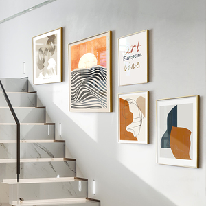 现代简约楼梯间装饰画复式走廊过道客厅背景墙面挂画北欧组合壁画
