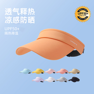 日本UV跑步空顶太阳帽女冰丝防紫外线夏天遮阳帽户外防晒帽子2267