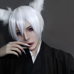 原宿假发男日常蓬松修脸cos假发米白色二次元巴卫动漫cosplay发型