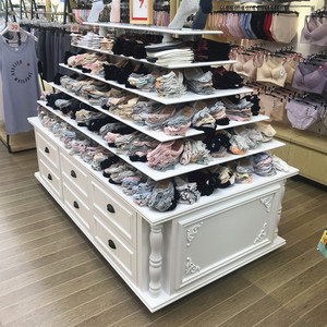 双面中岛货架袜子展柜袜子陈列柜木制烤漆内裤展示柜内衣店柜台