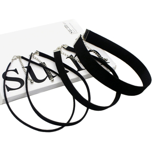 黑色锁骨链女高级感颈链简约气质皮绳项链短款choker项圈日常颈带