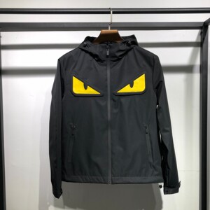 香港代购fendi芬迪 春秋小怪兽恶魔休闲夹克男装宽松风衣连帽外套