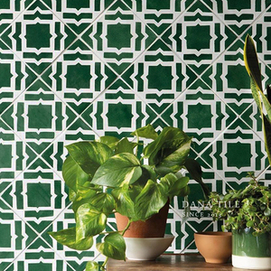 墨绿色手工花砖北欧复古小花砖厨房卫生间浴室瓷砖阳台庭院地砖