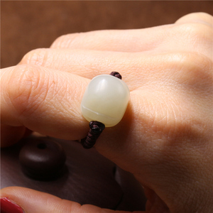 月月家天然新疆和田玉白玉籽料长寿龟背戒指戒面手饰手工雕刻苏工