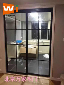 北京上门定制铝镁钛合金卫生间厨房推拉门玻璃门谷仓门实木折叠门