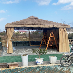 户外遮阳棚庭院农家乐茅草屋凉亭仿真稻草毛草雨棚室外帐篷摆摊