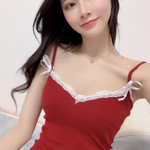 网红女夏季新款蕾丝花边吊带连衣裙 高开叉低胸深v睡衣睡裙女仆装