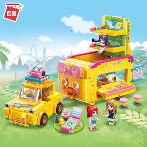 启蒙31014甜心鸭旅行车女孩雪莉系列拼装积木兼容乐高别墅玩具