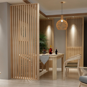 定制实木竖条入户玄关百叶不透隔断进门挡煞屏风办公室客餐厅酒店