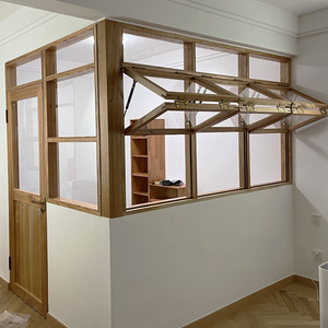 木窗定制实木门窗框架上翻折叠玻璃平开门推拉室内儿童书房木门窗