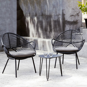 北欧户外藤椅三件套藤编单人沙发小茶几露天庭院组合民宿阳台花架