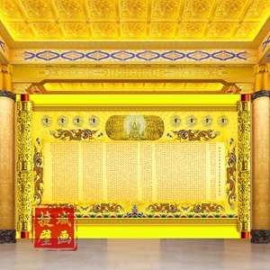 楞严咒经文壁纸背景壁画佛图佛像佛堂装饰画佛寺庙背景墙无纺布