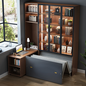 书房折叠床 小户型家用1米2可以收起来的隐形床书柜一体结实耐用