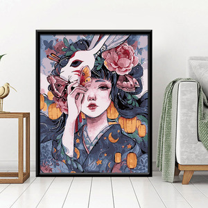 diy数字油画人物客厅丙烯颜料填色彩色画板装饰画花宴少女40*50