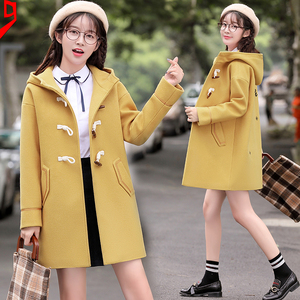 中学生外套女冬装2018新款韩版学院风呢子大衣少女初中生毛呢外套