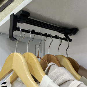 美达斯纵向挂衣杆浅衣柜顶装挂衣器伸缩衣架门厅竖向衣通五金配件