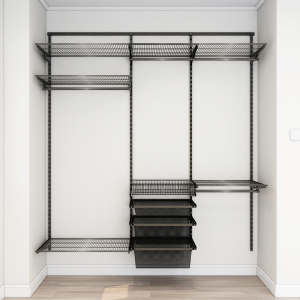 美达斯金属衣柜定制小户型开放式衣帽间储物间黑色系可拆卸衣橱