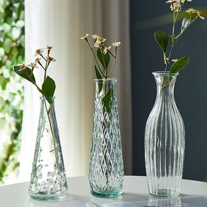 高颜值小口径细长玻璃花瓶水养干花鲜花插花瓶办公室桌面摆件