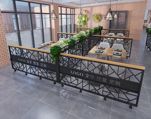 铁艺矮隔断餐饮店半截绿植花架卡座屏风护栏装饰烧烤火锅店隔断墙