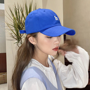 克莱因宝蓝色帽子女鸭舌帽夏春秋季韩版潮牌ins软顶显脸小棒球帽
