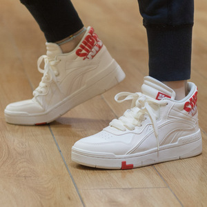 李宁女鞋2022春季款惟吾时尚经典耐磨运动休闲高帮板鞋 agcq238-1