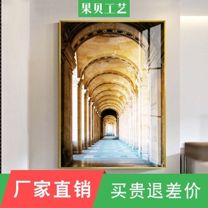 空间延伸装饰画玄关挂画客厅背景墙画层次感宫廷场景古典风景壁画