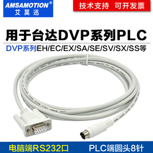 适用台达DVP系列PLC编程电缆通讯数据下载线DVPCAB215串口RS232