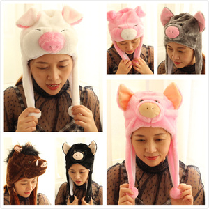 大野狼帽子三只小猪粉大白胖猪野猪舞台剧新年亲子儿童成人服饰