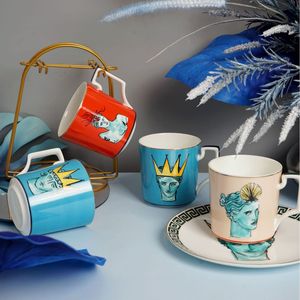 Ginori1735海神之旅骨瓷盘海王星蓝色马克杯意大利复古瓷器咖啡杯