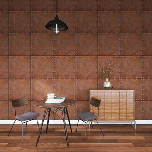 复古工业风墙纸服装拍照直播背景墙布铁皮铆钉金属感朋克男装壁纸