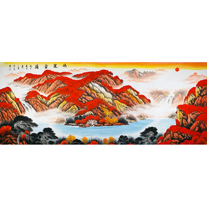 鸿运当头八尺巨作王健林办公室同款陈清泉国画山水画收藏珍品