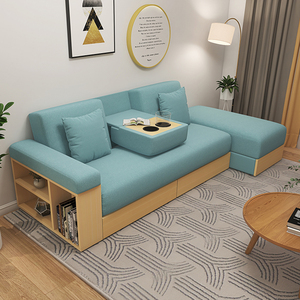 简易日式布艺小沙发三人小户型客厅组合多功能储物收纳沙发床北欧