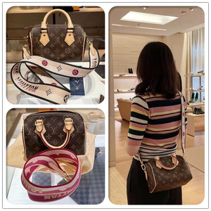 lv路易威登 新款speedy20老花枕头宽肩带单肩斜挎手提女包m45957