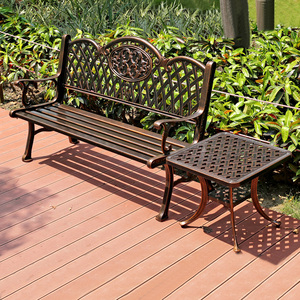 铸铝公园椅户外长椅子长条凳庭院露天花园座椅休闲三人铁艺靠背椅