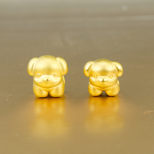 3d硬金黄金转运珠散珠生肖狗萌萌狗男女宝宝满月本命年红绳手链