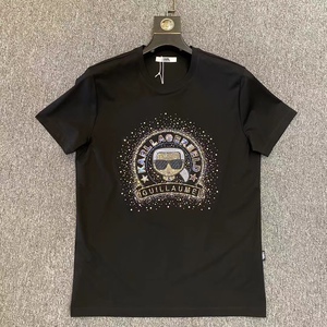 22春夏 男士karl lagerfeld 卡尔 ·老佛爷 字母logo烫钻短袖t恤