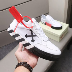潮牌off ow white专柜正品休闲板鞋真皮箭头斑马线联名小白鞋男女