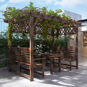 葡萄架室外庭院凉亭户外防腐木碳化遮阳棚阳台室外实木爬藤架花架