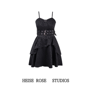 摇滚甜心芭蕾风公主吊带连衣裙女夏季新款赫本风小黑裙高级设计感